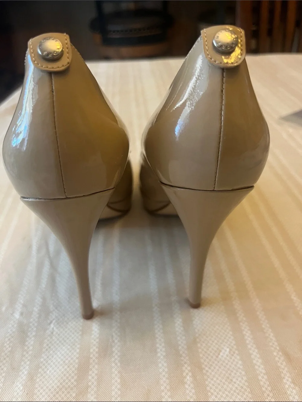 Michael Kors Nude Patent Peep-Toe Platform Pumps